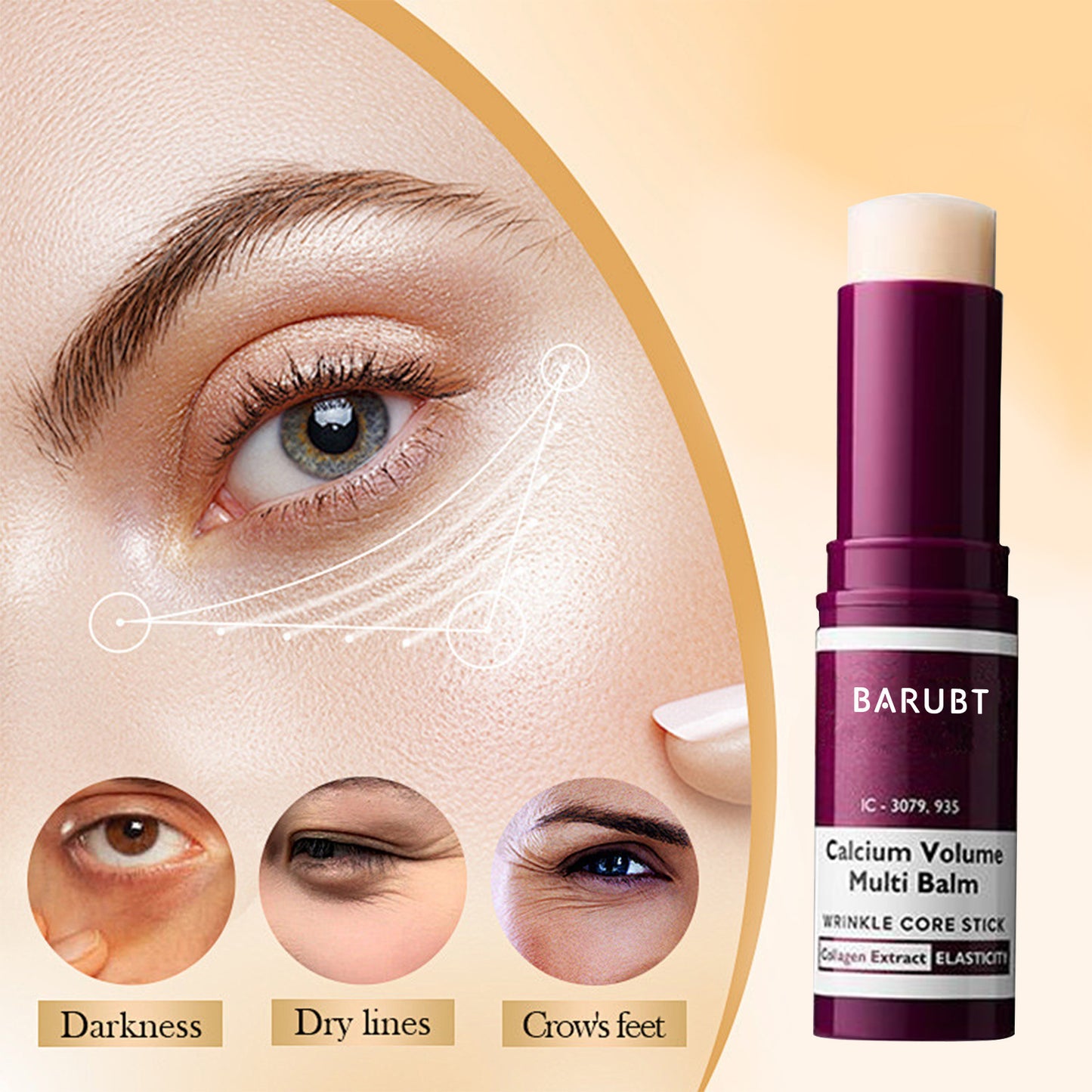 Eye Cream Stick Smoothen Fine Wrinkles Fade Dark Circles Firming Lifting Repair
